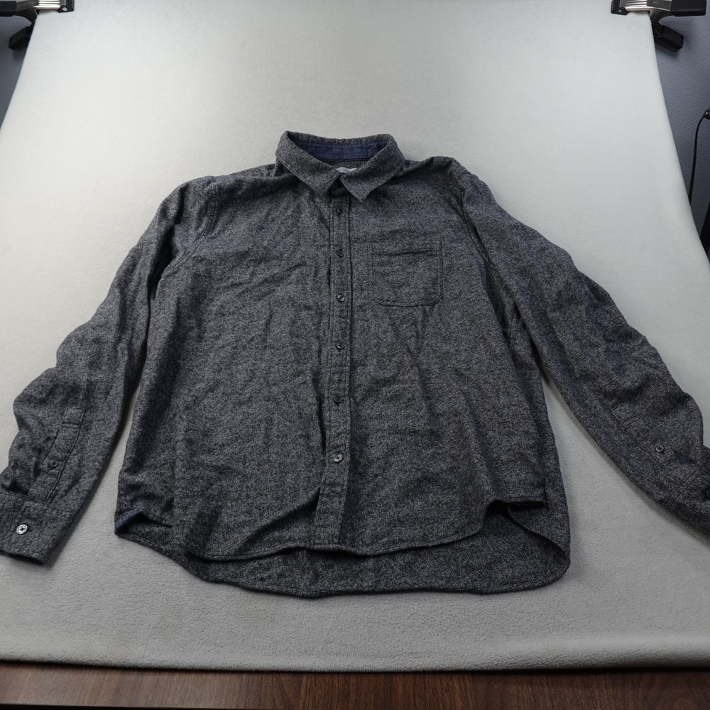 Outerknown Mens XL Flannel Shirt Gray 100% Organic Cotton Button Up Sur Shirt